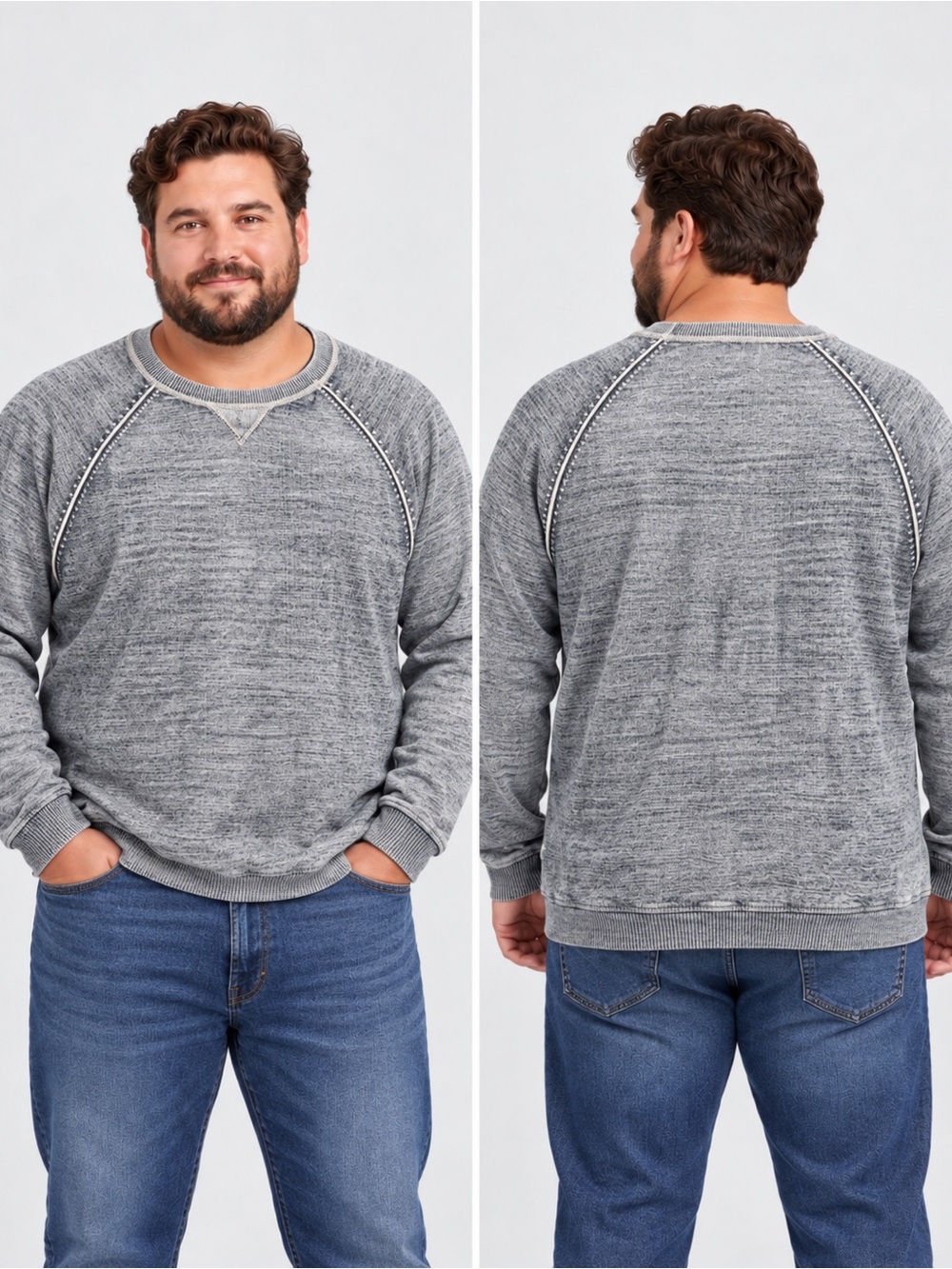 Men's 32barblues navy Washed Long-Sleeve Pullover Shirt size xl